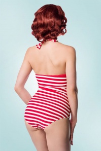 Belsira - Nancy Stripes halterbadpak in rood en wit 7