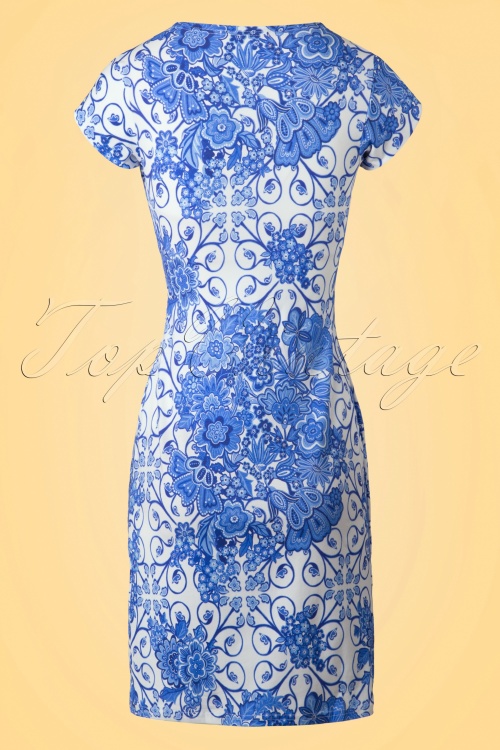 60s Buenos Aires Delft Dress in Blue