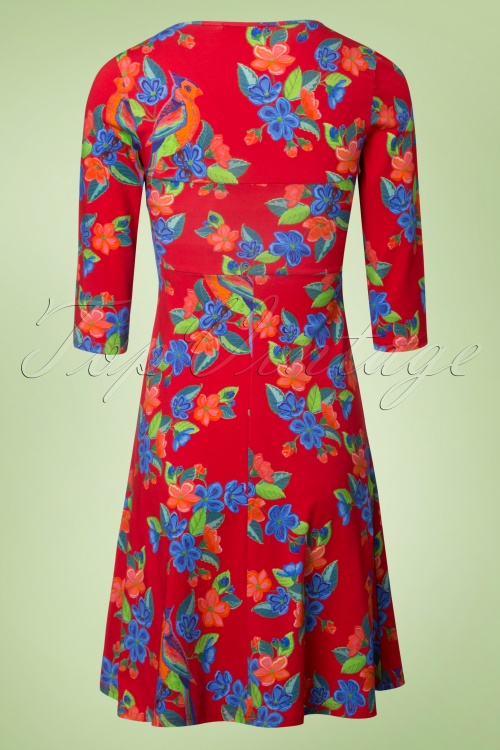 Lien & Giel - 60s Suuz Parrot Geranium Dress in Red 4