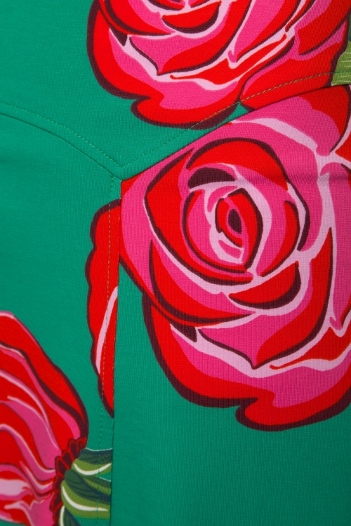 Lien & Giel - Ibiza Roses Maxi Skirt Années 70 en Vert Jade 3