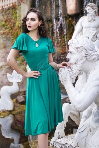 Zoe Vine - 50s Scarlet Swing Dress in Sea Green