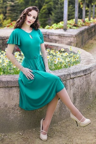 Zoe Vine - 50s Scarlet Swing Dress in Sea Green 4