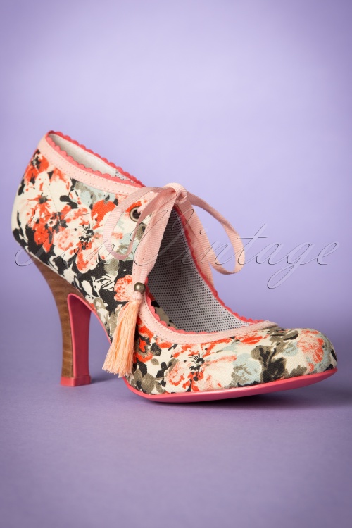 Ruby Shoo - 40s Willow Floral Booties in Peach 5