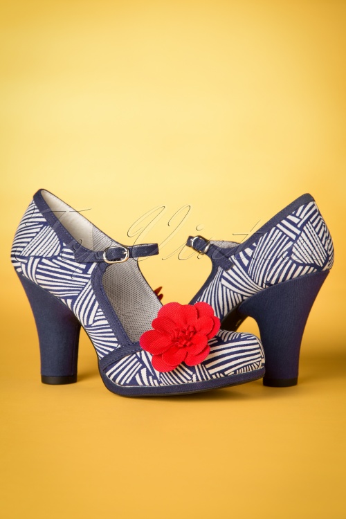 Ruby Shoo - 60s Tanya Pumps in Navy and White 6