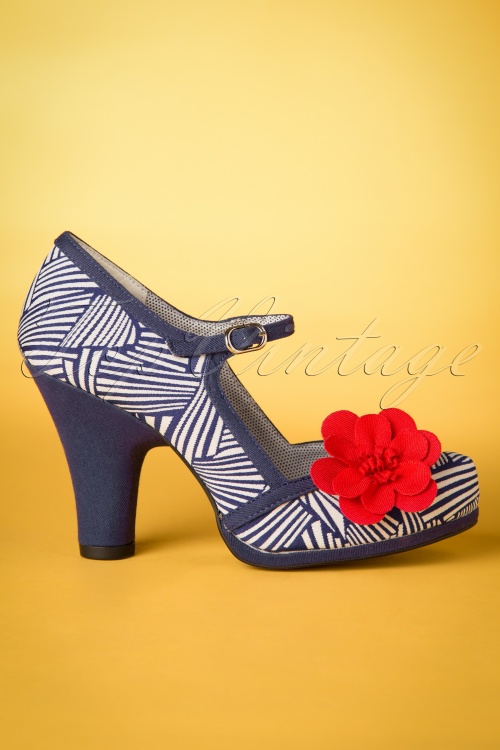 Ruby Shoo - 60s Tanya Pumps in Navy and White 3