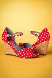 Ruby Shoo - 60s Molly Polkadot Wedges in Red 5