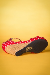 Ruby Shoo - 60s Molly Polkadot Wedges in Red 9
