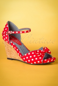 Ruby Shoo - 60s Molly Polkadot Wedges in Red 3