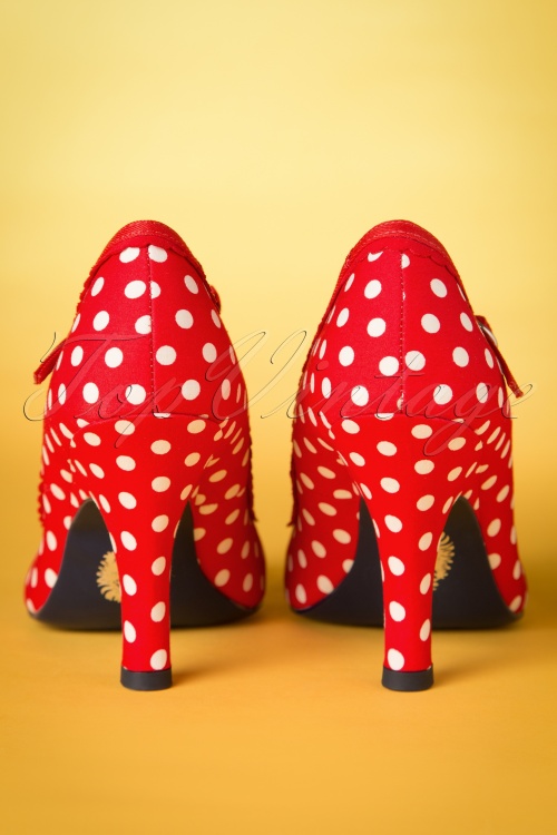 Ruby Shoo - Jessica Ankle Strap Pumps in roten Polkadots 8