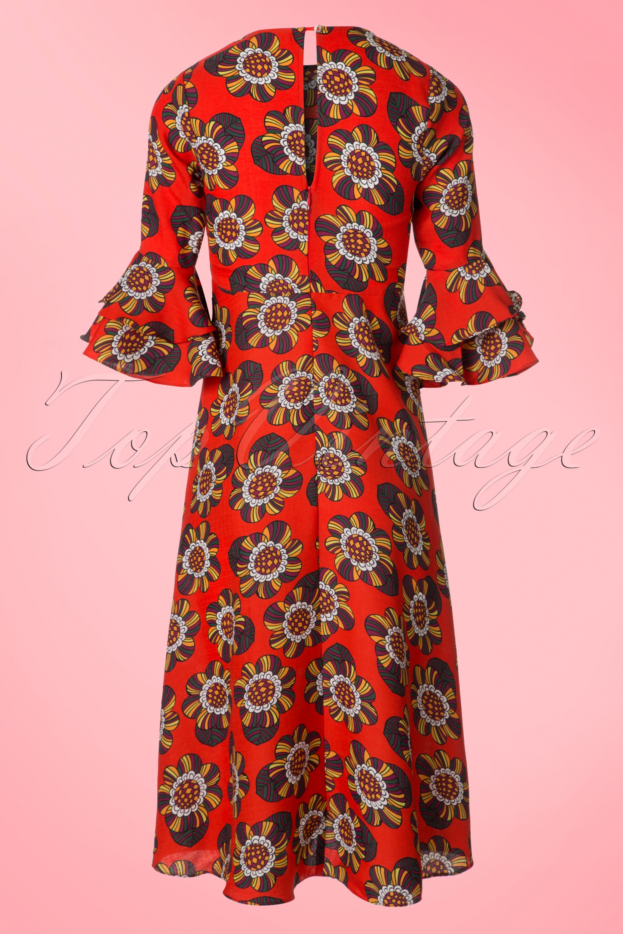 Traffic People - Luck Be A Lady bloemen midi-jurk in mandarijn 6