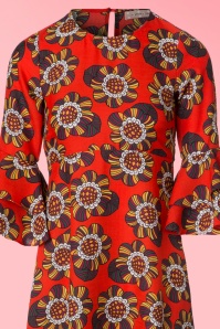 Traffic People - Luck Be A Lady Flower Midi Dress Années 70 en Tangerine 4