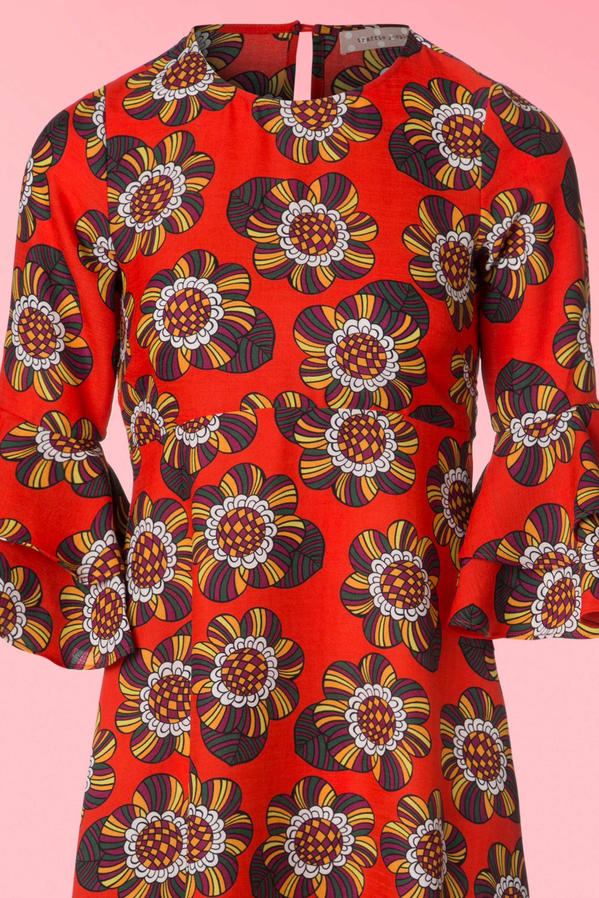 Traffic People - Luck Be A Lady bloemen midi-jurk in mandarijn 4