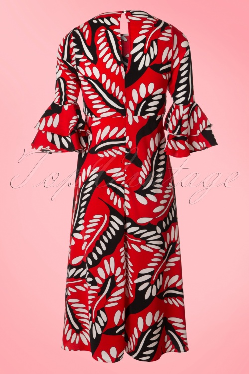 Traffic People - Luck Be A Lady Midi Dress Années 70 en Rouge 5
