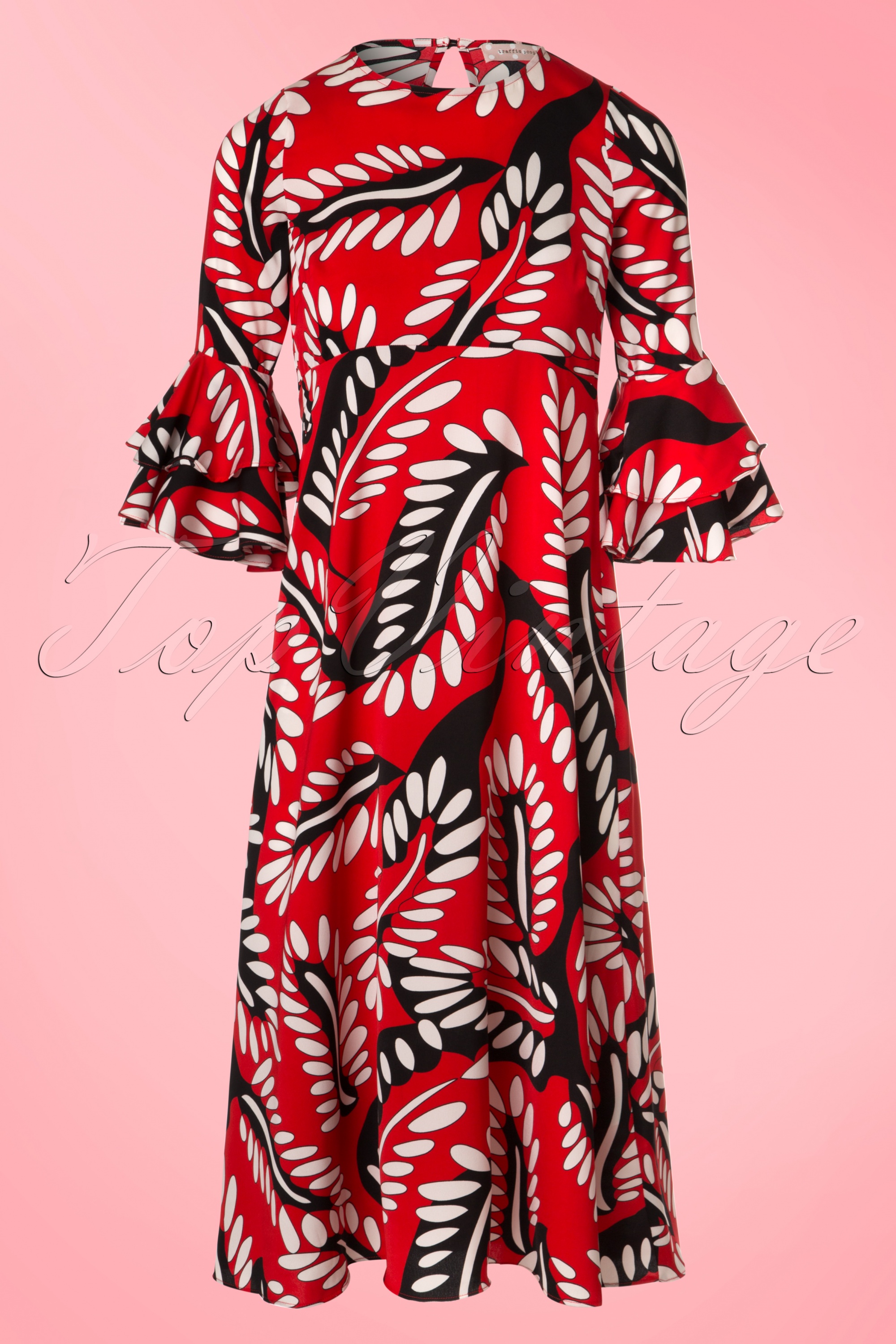 Traffic People - Luck Be A Lady midi-jurk in rood 2