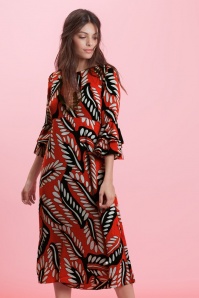 Traffic People - Luck Be A Lady Midi Dress Années 70 en Rouge 6
