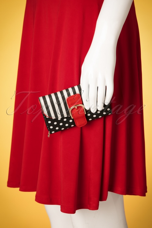 Ruby Shoo - Garda Stripes Dots portemonnee in zwart en wit 7