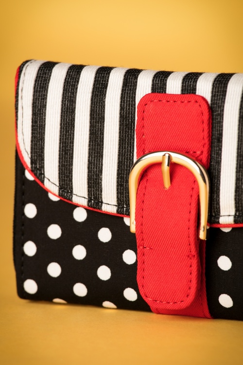 Ruby Shoo - Garda Stripes Dots Purse Années 60 en Noir et Blanc 3