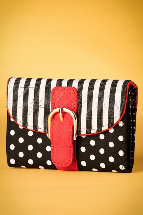 Ruby Shoo - 60s Garda Stripes Dots Purse in Black and White 2