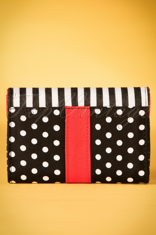 Ruby Shoo - 60s Garda Stripes Dots Purse in Black and White 4