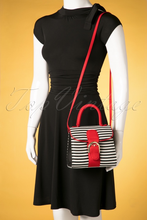 Ruby Shoo - Riva Stripes Bag Années 60 en Noir et Blanc 7