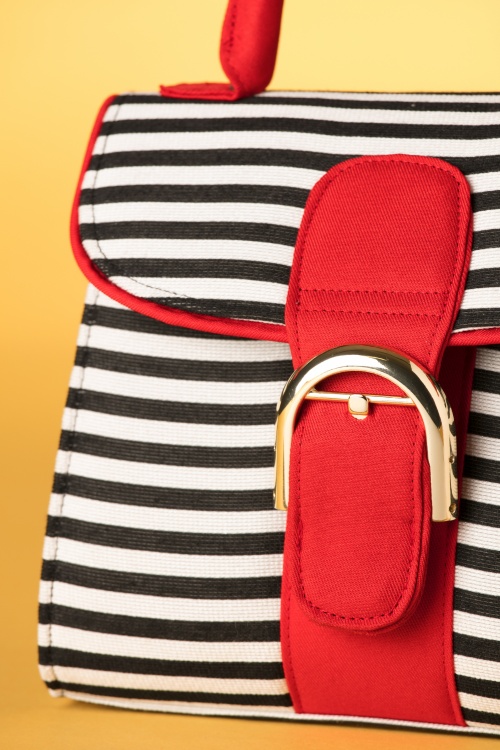 Ruby Shoo - Riva Stripes Bag Années 60 en Noir et Blanc 3