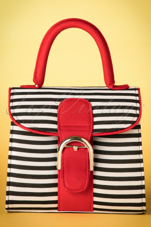 Ruby Shoo - 60s Riva Stripes Bag in Black and White