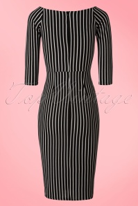 Vintage Chic for Topvintage - Sally Secretary Striped Pencil Dress Années 50 en Noir et Blanc 7