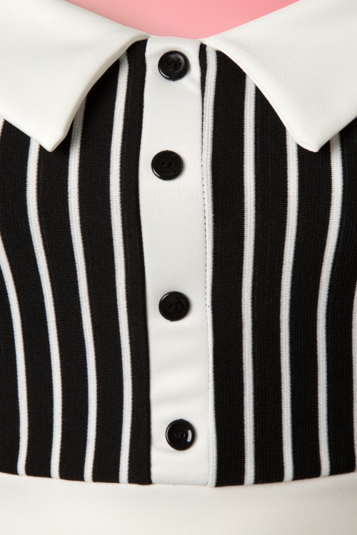 Vintage Chic for Topvintage - Sally Secretary Striped Pencil Dress Années 50 en Noir et Blanc 6