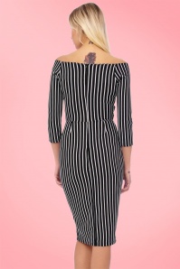 Vintage Chic for Topvintage - Sally Secretary Striped Pencil Dress Années 50 en Noir et Blanc 8