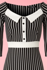 Vintage Chic for Topvintage - Sally Secretary Striped Pencil Dress Années 50 en Noir et Blanc 5
