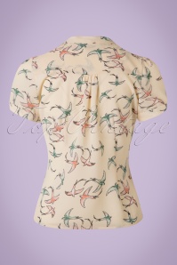 Collectif Clothing - 40s Tura Swallow Blouse in Cream 4