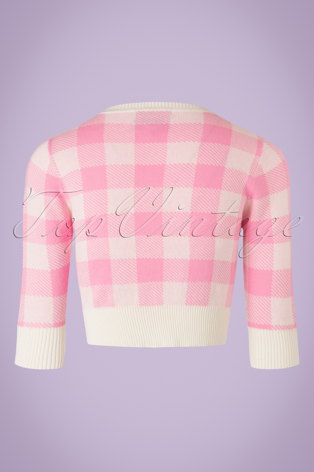50s Lucy Gingham Cardigan in Pink and Ivory