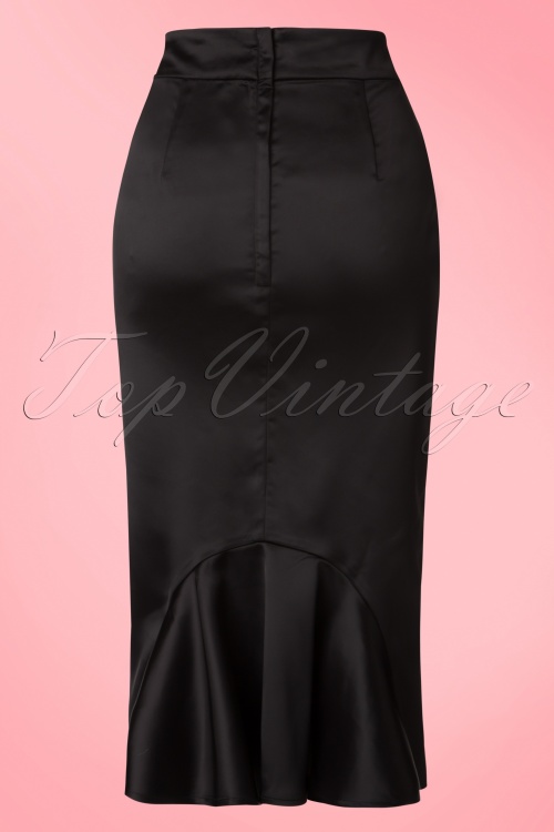 Collectif Clothing - Sakiko Fishtail Skirt Années 50 en Noir 4