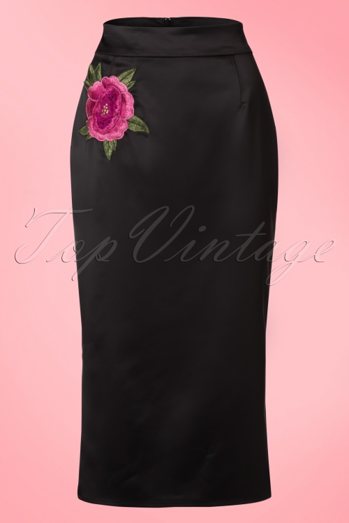 Collectif Clothing - 50s Sakiko Fishtail Skirt in Black 2
