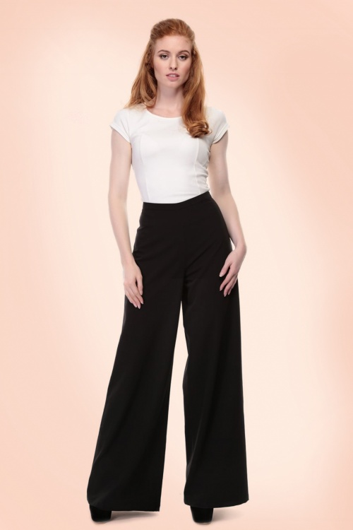 Collectif Clothing - 50s Opal Palazzo Pants in Black 2