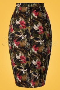 Collectif Clothing - 50s Kala Lanai Sarong Skirt in Black 5
