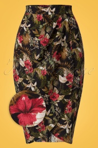 Collectif Clothing - Kala Lanai Sarong Skirt Années 50 en Noir 2