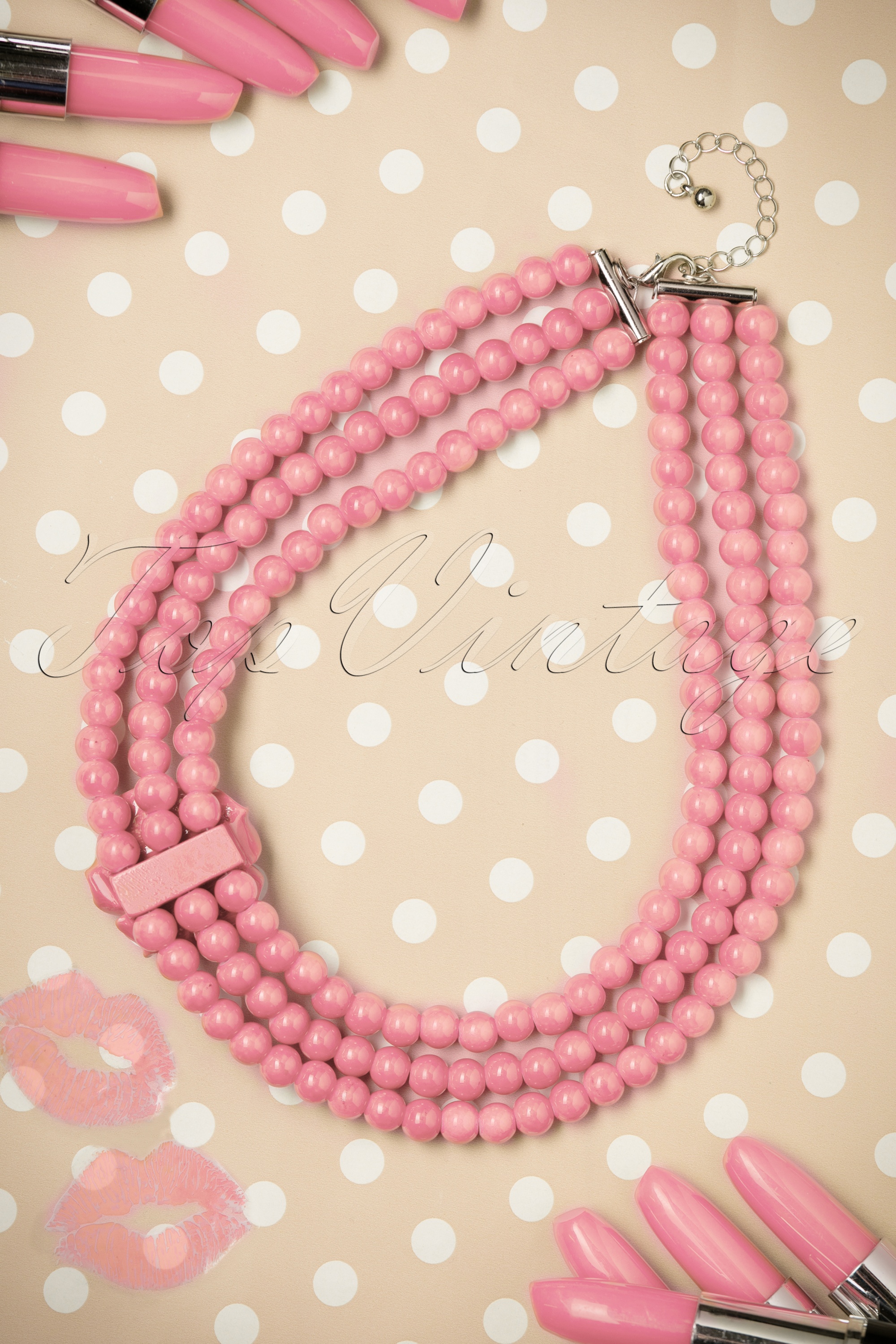 Collectif Clothing - Mooie Rose parelketting in roze 4