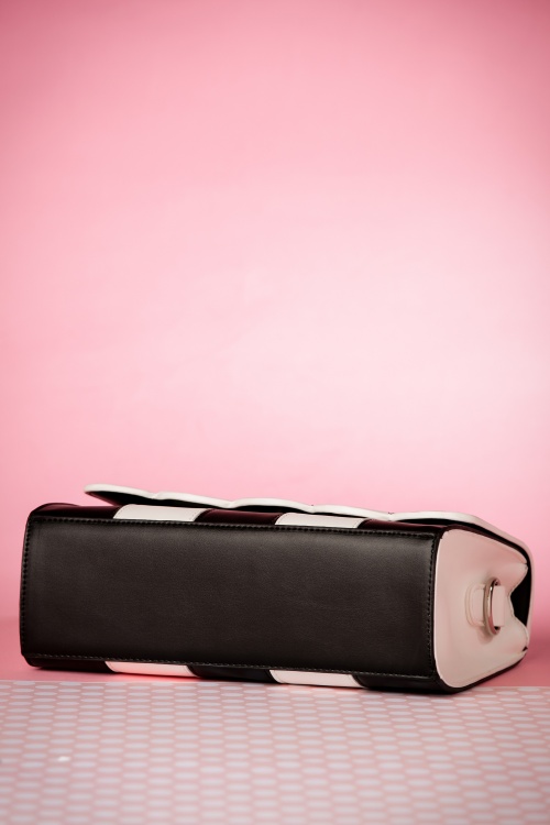 Lola Ramona - 50s Stella Striped Handbag in Black and White 6