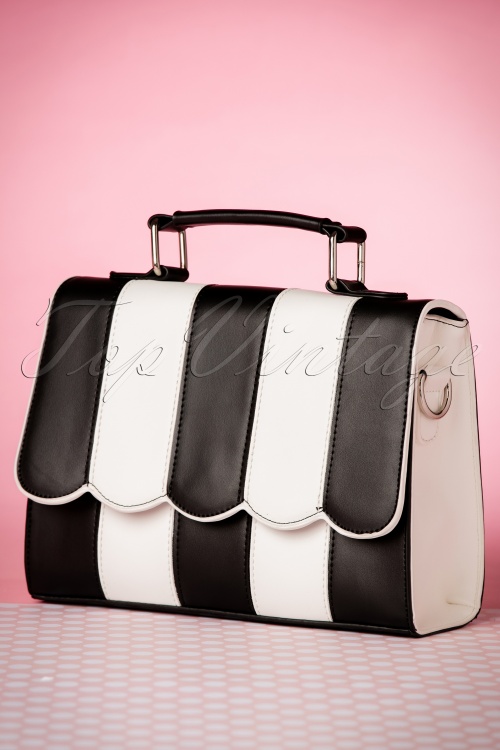 Lola Ramona - Stella Striped Handbag Années 50 en Noir et Blanc 2