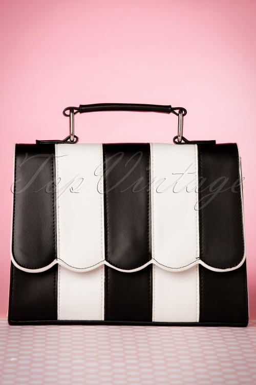 Lola Ramona - Stella Striped Handbag Années 50 en Noir et Blanc