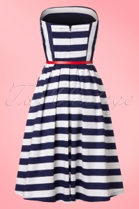Dolly and Dotty - 50s Lana Stripes Strapless Swing Dress in Navy and White 10