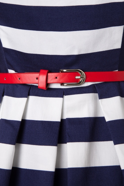 Dolly and Dotty - Lana Stripes Trägerloses Swing-Kleid in Navy und Weiß 8