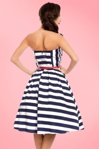 Dolly and Dotty - 50s Lana Stripes Strapless Swing Dress in Navy and White 9