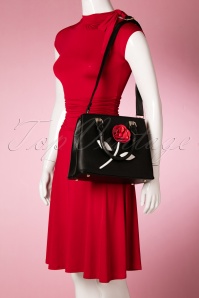 La Parisienne - 60s Elise Rose Handbag in Black 7