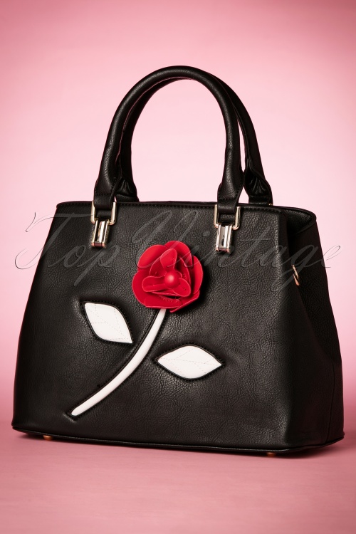 La Parisienne - 60s Elise Rose Handbag in Black 2