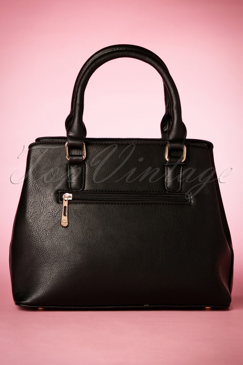 La Parisienne - 60s Elise Rose Handbag in Black 5