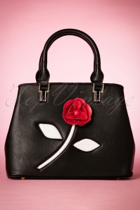 La Parisienne - 60s Elise Rose Handbag in Black