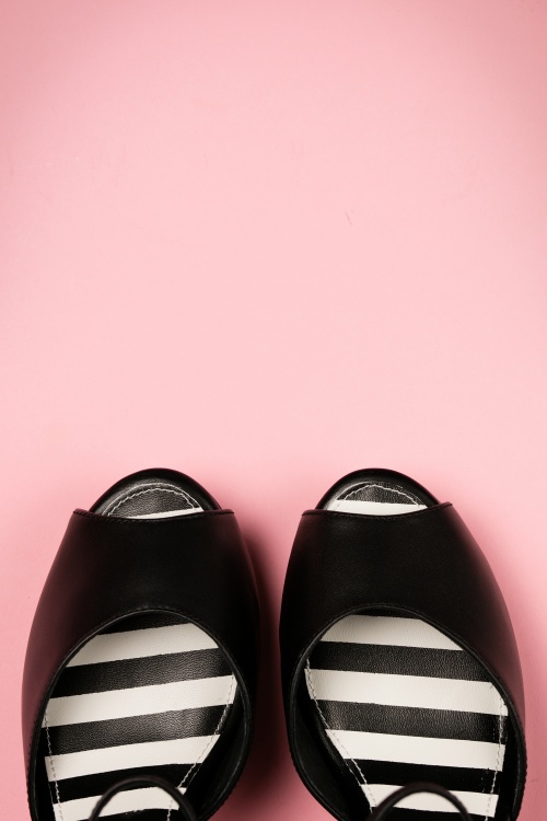 Lola Ramona - TopVintage Exclusive ~ Angie Cute Bow Sandals Années 50 en Noir 4