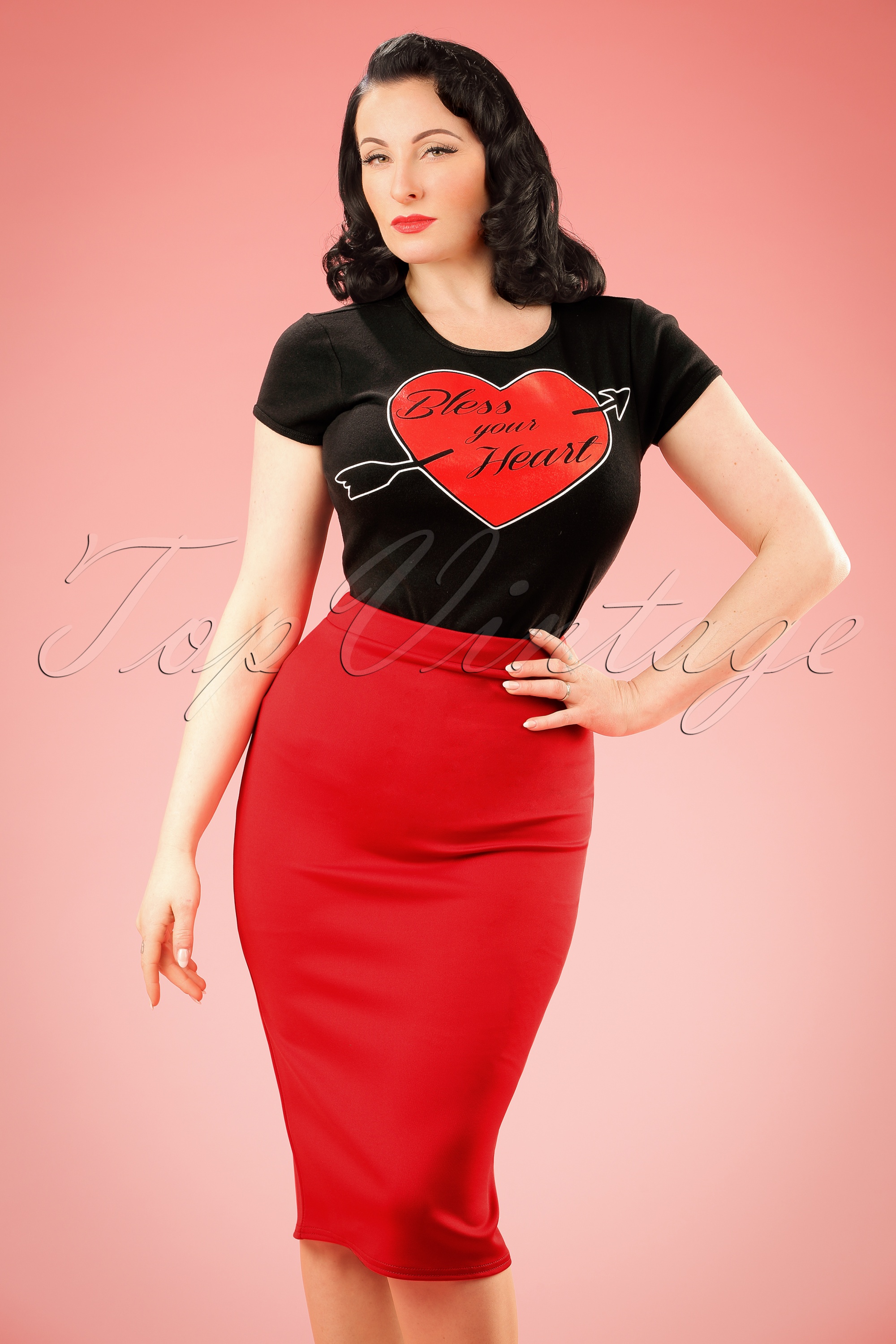 Vintage Chic for Topvintage - Bella Scuba midi-rok in rood